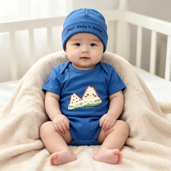 Conjunto de Macacão Infantil 100% Algodão com Estampa de Frutas de Verão e Melancia, Macacão para Bebê com Nome Personal