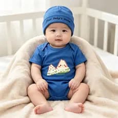 Conjunto de Macacão Infantil 100% Algodão com Estampa de Frutas de Verão e Melancia, Macacão para Bebê com Nome Personal