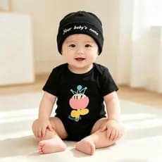 Conjunto de Roupas Personalizadas para Recém-Nascidos com Nome, Macacão de Bebê com Estampa de Coroa de Desenho Animado
