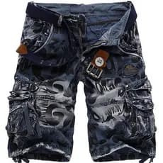Verão camuflagem jeans shorts homens militar carga curta masculino moda casual trabalho roupas masculinas sem cinto