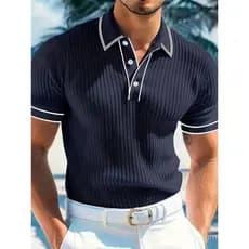 Nova Camisa Polo Masculina de Manga Curta Cor Sólida Para Homens Negócios Casuais e Modernos Verão Nova Camisa Polo Masc