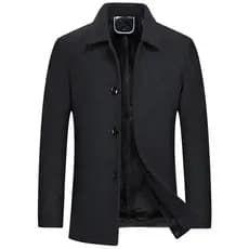 Casaco de Lã Masculino Casual de Negócios com Forro de Lã, Ajuste Slim, Quente e Grosso, para Outono e Inverno,Casacos