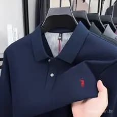 Camisa polo masculina de manga longa de marca de alta qualidade, 100% algodão puro, nova moda de outono, luxuosa, com bo