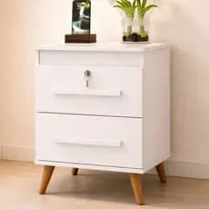 Mesa De Cabeceira Chave Para Cama Acabamento Brilhante Cor Branco Moveis Criado mudo