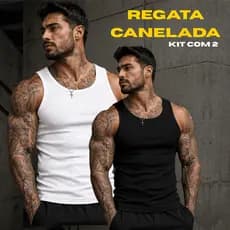 Kit 2 Regata Masculina Camiseta Modelo Americano Canelada Básica
