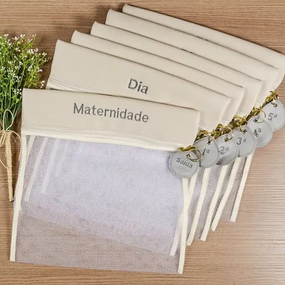 Saquinho Maternidade Nylon Prado Organizador Bebê Kit Com 4 peças e 6 peças