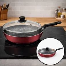 Frigideira Funda Tramontina 28cm com Tampa de Vidro Antiaderente Starflon Grande Vermelha Cozinha