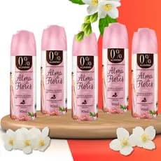 Kit 5 Desodorantes Alma De Flores 90ml Spray Feminino 24h Proteção E Perfume Suave Delicado
