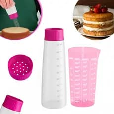 Kit Regador Bisnaga 500ml E Copo Medidor Cozinha Confeitaria Molhar Bolo Umedecer Massas Prático