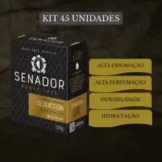 Kit 45 Sabonetes Senador Seduction Masculino 130g Barra Perfumado Hidratante Luxo Corpo Banho