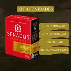 Kit 45 Sabonetes Senador Classic Masculino 130g Atacado Limpeza Profunda Perfume Intenso Luxo