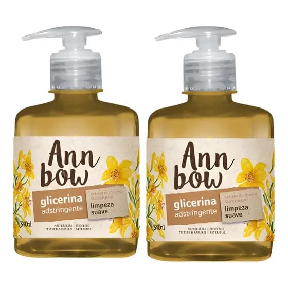 Kit 2 Sabonetes Líquidos Ann Bow Glicerina Adstringente 340ml Limpeza e Frescor Diário
