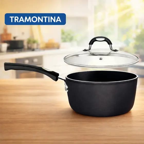 Panela 18cm 2,0L Mônaco Induction Tramontina Revestimento Antiaderente Reforçada Tampa Vidro Durável