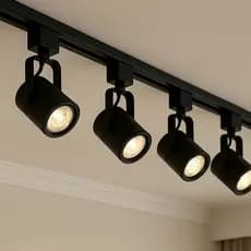 Trilho Eletrificado 1m Completo (Escolha 3 ou 4 Spots) + Lâmpadas LED GU10 3000K/4000K Spot Teto Moderno