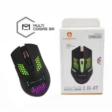 Mouse Gamer H’Maston MS08 RGB – Sem Fio 2.4G + Bluetooth, Recarregável Tipo-C, Alta Precisão