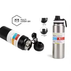 Garrafa Térmica 1000ml Flip Straw Inox Dupla Camada – Mantém Bebidas Frias e Quentes