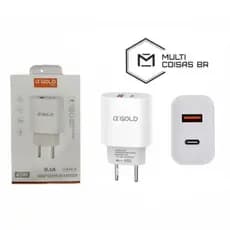 Fonte Carregador Carga Rápida Turbo 40w Usb Tipo C Branco Gold CA40-4