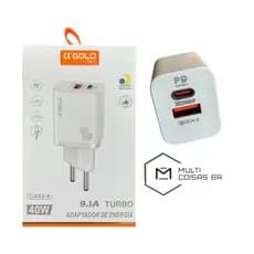 FONTE CARREGADOR AGOLD S/ CABO ENTRADA USB + TIPO C CA40-4