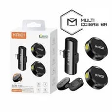 Microfone de Lapela  Duplo Sem Fio KAIDI KMF4-A Iphone  Maginético e Alta Qualidade de Som Bateria Longa,