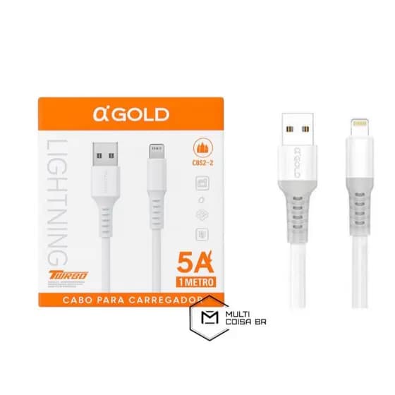 Cabo Lightning α’Gold CB52-2 5A Turbo – 1 Metro, Reforçado, Carregamento Rápido