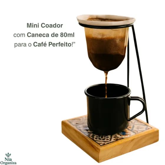 MINI SUPORTE PARA COADOR DE CAFE COM XICARA E REFIL
