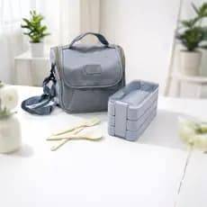Lancheira Bolsa Térmica Marmita 900ml 3 Andares com Talheres