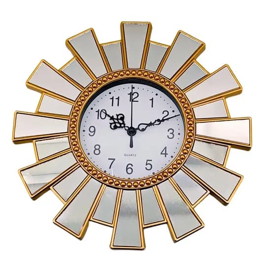 Relogio Parede Retro Com Detalhes Espelhado Decoração Sala, Escritorio 24cm Sortido