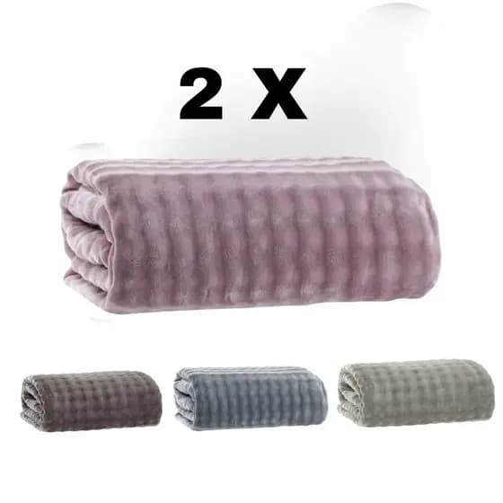 Kit 2 Cobertor Chamonix Microfibra Soft Extra Macia Efeito Bubble Lavável Antialérgica
