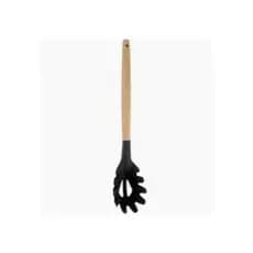 Pegador de Massas de Silicone Preto Cabo de Madeira 31cm