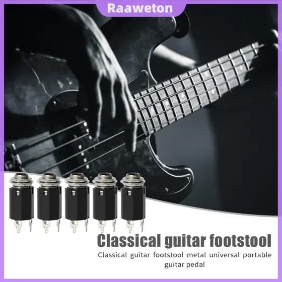 5pcs Guitarra Elétrica Acústica Estéreo EQ Soquete 6.35mm Tomada De Saída Fêmea [Raaaweton.br]
