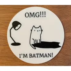 🐱🦇 Kit 4un Porta Copos Divertido – Gato Engraçado “I’m Batman” 🐱 Bolacha / Descanso Copo