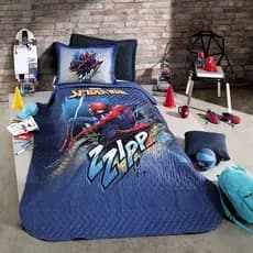 Cobre Leito HOMEM ARANHA SPIDER ZIPP solteiro - Toque ACETINADO Percal Poliéster 250 Fios Matelassado - Akasa