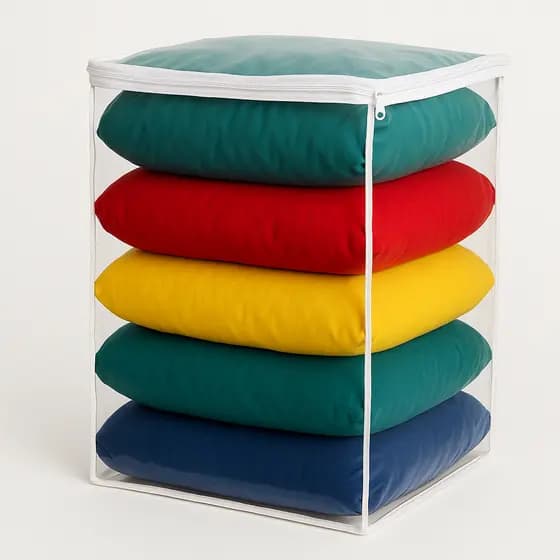 Kit 5 Sacos Organizadores Multiuso Grande Guarda Roupa Armário Pvc Transparente 38x50x38cm Com Zíper Enxoval