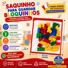 Kit 5/10 Saquinho Organizador Envelope De Brinquedo Quebra Cabeça Lego C/Zíper