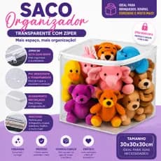 Kit 3 Organizador de Brinquedos Infantil Guarda Roupa Armário PVC 30x30x30 Saco Resistente