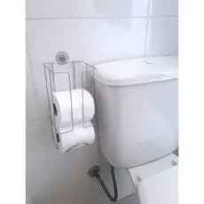 Suporte de Papel Higiênico Banheiro Com Ventosa Sem furos 3 Rolos em Aço Reforçado, Cromado, Preto e Branco