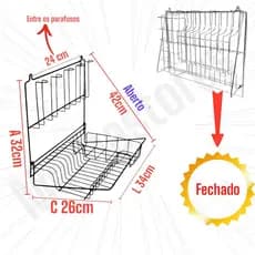 Escorredor Suspenço de Pratos de Parede dobravel Resistente para10 Pratos 5 Copos E Talheres em Aço