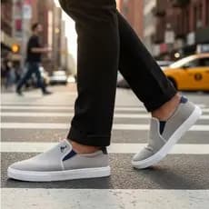 Tenis Masculino Sapatenis Polo Joy Slip On Iate Sapato Calce Fácil Elástico Cinza