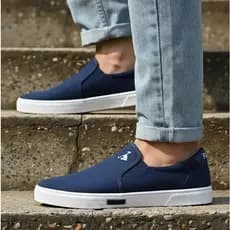 Tenis Masculino Sapatenis Polo Joy Slip On Iate Calce Fácil Elástico Azul Marinho