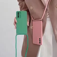 SAMSUNG A54 A34 A24 Colar De Corpo Cruzado Cordão De Estojo Macio Para Galaxy A04S A04 E A71 A51 A72 A52 A52S Capa De Silicone Protetor De Lente De Cor Doce TPU