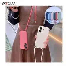 Para Poco X7 Pro Cordão Macio Crossbody Colar Corrente TPU Caso Xiaomi X7pro POCOX7pro Redmi Turbo 4 Silicone Capa