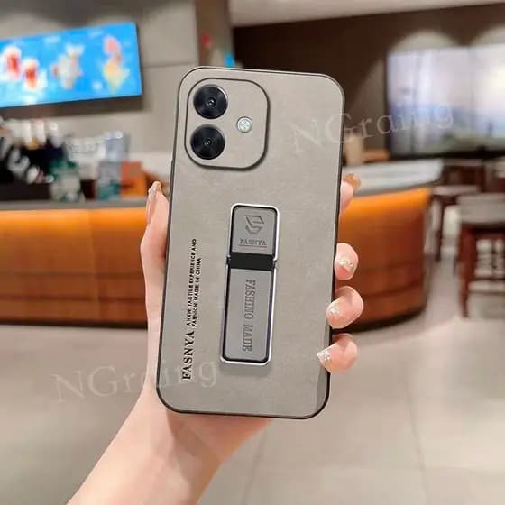 Capa De Telefone Para Oppo A40M A40 A60 A80 A3x A3 Pro A58 A78 Fosco Fino Traseira Com Suporte Luxo Couro Pele Carneiro