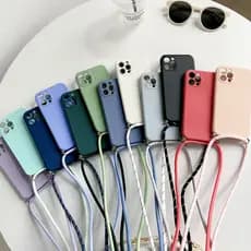 Capa Para Telefone Com Fio De Alça Colar Samsung Galaxy A16 A06 A05S M35 M55 A55 A35 A25 A15 Cordão De Corda Macia Ajustável