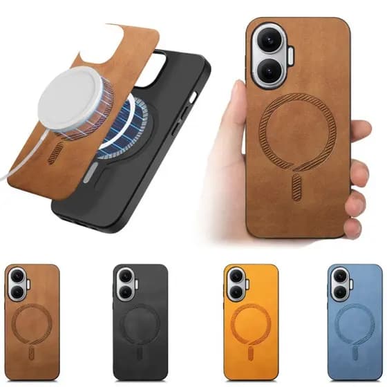 Para POCO F7 5G Caso De Luxo Couro Do Plutônio Magnético Capa Carregamento Sem Fio Xiaomi F 7 Ultra Redmi Turbo 4 Pro