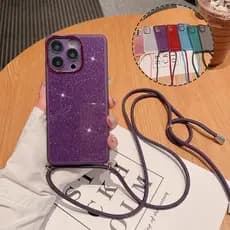 Para Moto Edge 60 Fusion Edge60 S Crossbody Colar Cordão Claro Glitter Silicone Caso Macio Motorola 50 NEO Ultra 50pro G
