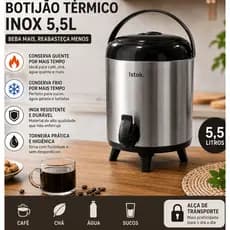 Garrafa Térmico 5,5 Litros Inox Alta Capacidade Conservacao Temperatura