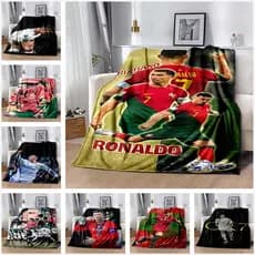 Jogador De Futebol Cobertor Cristiano Ronaldo World Cup Para Adultos , De Cobertura De Quarto De Dormir Em Casa Portátil Ao Ar Livre , Flanela Macia E Quente , Personalizável6