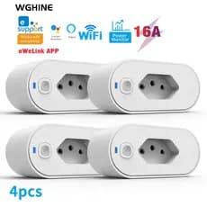 16A Tomada Inteligente Adaptador Wifi eWeLink App control Alexa Google Home Controle vioce