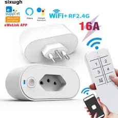 Wifi Tomada Inteligente De Controle Remoto Sem Fio Interruptor Suporte eWeLink App Alexa Google Casa Violeta