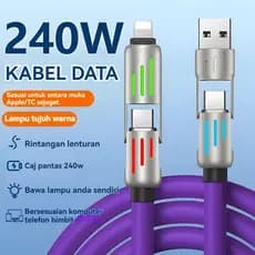 240W Carregamento Rápido 4 Em 1 LED Typec Cabo De Dados Flash Magnético Rainbow Light Feiy